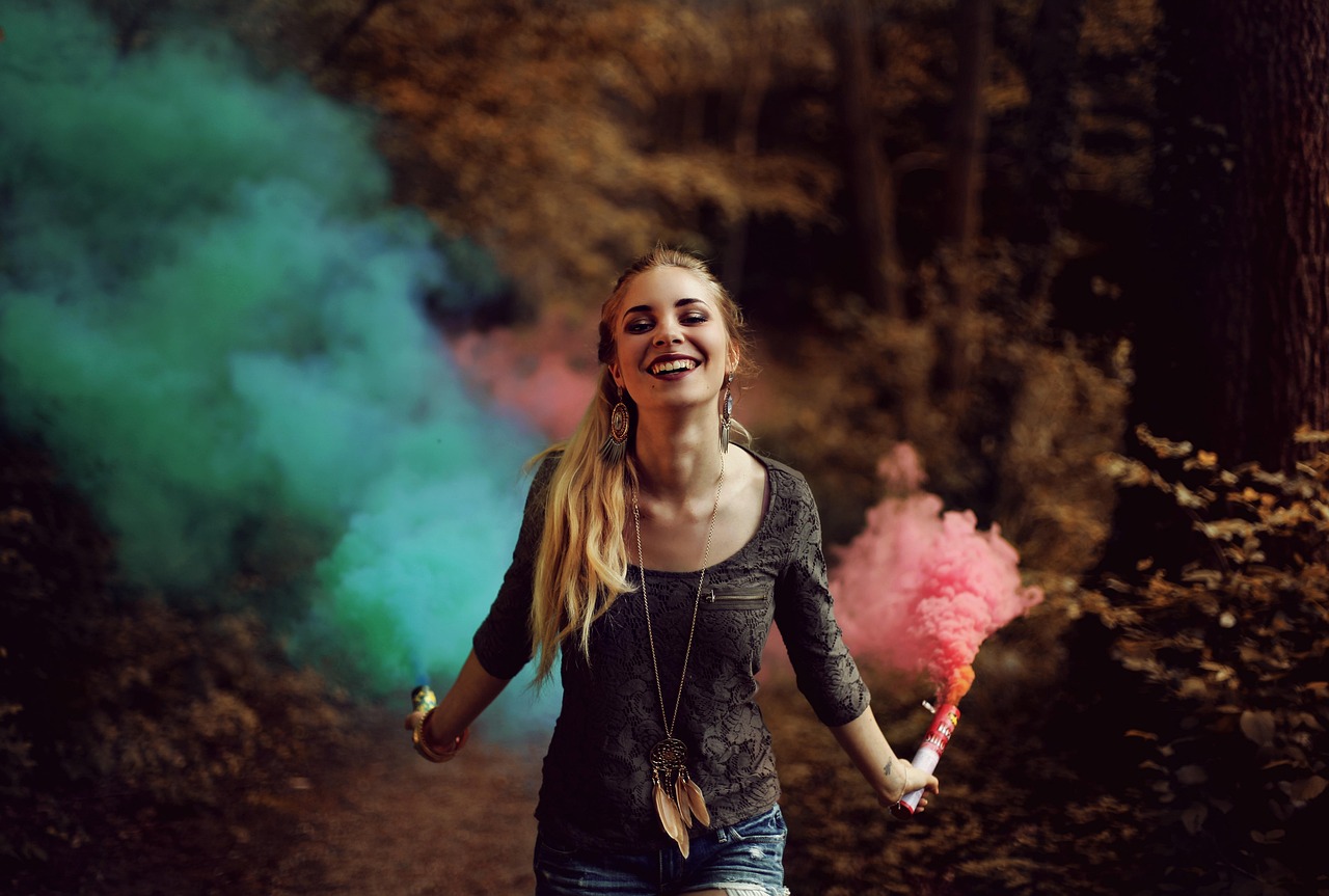 woman, happy, smoke bomb, portrait, colorful smoke, smoke, girl, happiness, freedom, joy, outdoors, forest, nature, happy, happy, smoke, smoke, smoke, happiness, happiness, joy, joy, joy, joy, joy